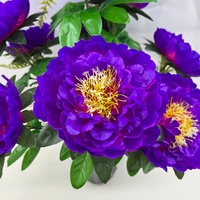 Bouquet de pivoines artificielles en soie, fausses fleurs de pivoine avec feuilles vertes pour vase de maison, arrangement floral de style chinois, décoration