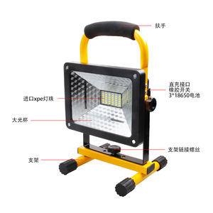 ไฟฉาย LED พกพา 50W 2400Lm ชาร์จไฟได้ สำหรับงานก่อสร้างกลางแจ้ง ตั้งแคมป์ ตกปลา ใช้ในกรณีฉุกเฉิน - Product Image 3