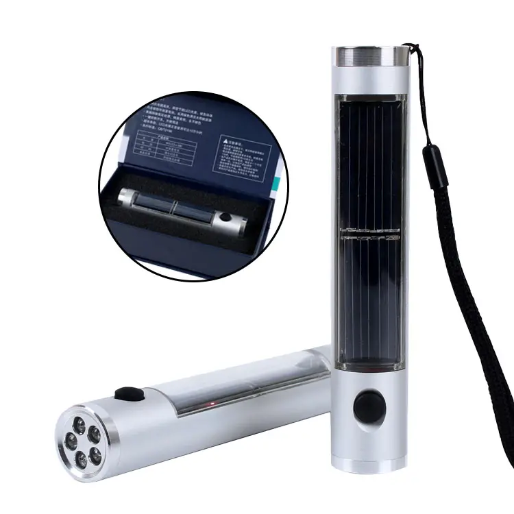 Multi-Functional Rechargeable Aluminum Alloy Handheld Outdoor High Light Solar Powered Led Flashlight