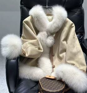 Commercio all'ingrosso 2025 autunno moda donna soffice pelliccia di volpe giacca S capospalla chiusura con bottone in corno motivo stampato traspirante - Product Image 3