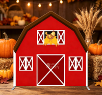 Toile de fond murale 7x7ft pour anniversaire d'enfants, thème ferme féérique et maison de ferme de conte de fées, avec arche pentagonale en aluminium robuste de 32mm