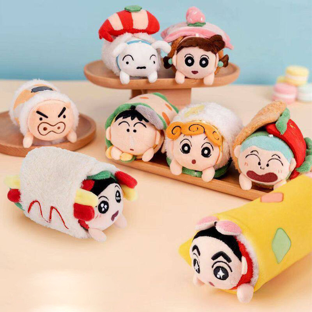 Wholesale Officially Licensed Crayon Shin-chan Food Roll Series Blind Box Anime Figure Plush Dolls-Bulk Japan Collectible Toys