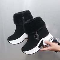 Bottes d'hiver à semelle épaisse pour femmes, vente en gros, pas cher, bottes à la cheville avec fermeture éclair pour femmes