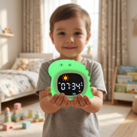Horloge de bureau électronique mignonne en forme de dinosaure, calendrier, horloge de chambre pour l'apprentissage du sommeil des tout-petits, veilleuse, réveil avec fonction 'Ok to Wake' pour enfants