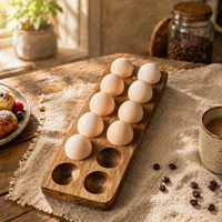 Plateau à œufs en bois écologique, organisateur de cuisine domestique, présentoir de table pour rangement au réfrigérateur