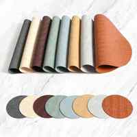 Set de table rond en cuir résistant à la chaleur, dessus de table texturé en PU pour la maison, l'hôtel et la salle à manger