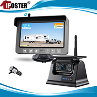 IPoster Kit de Cámara Magnética Inalámbrica Recargable de 5 Pulgadas para Carruaje de Caballos, con Monitor Táctil IPS de 2 Canales, Solar, Inalámbrica, IP69, 9600m