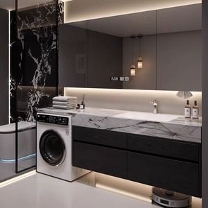 <span class=keywords><strong>Mobile</strong></span> da <span class=keywords><strong>Bagno</strong></span> <span class=keywords><strong>con</strong></span> Lavatrice Integrata, Vanità Personalizzabile <span class=keywords><strong>con</strong></span> Piano in Pietra Sinterizzata e Lavabo Integrato in Ceramica - Product Image 3
