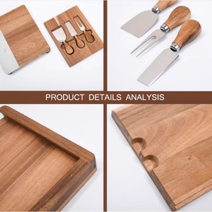 Acacia Wood Tray Charcuterie Board Marble Cheese Board Butter Fork Knife Set Cheese <b>Platter</b> for Kitchen - Product Image 2