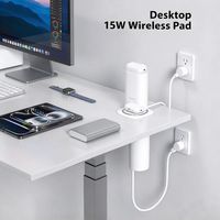 Prise de courant escamotable avec chargeur sans fil USB Type C PD et ports multiples, compatible US