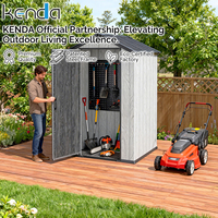 Caseta de Jardín KENDA con Cerradura, de PP Estructural de Doble Pared de 15 mm, 4x4 pies, Nivel 11, Resistente a Tifones, Compatible con Candado de Alta Resistencia