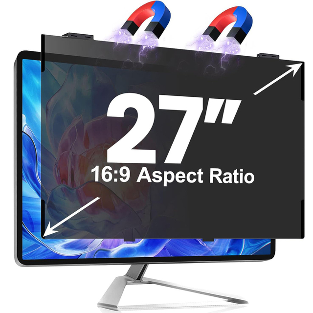 27 Inch Magnetic Privacy Screen Filter for Computer 16:9 Aspect Ratio, Reversible Removable Anti Spy Desktop Screen Protector