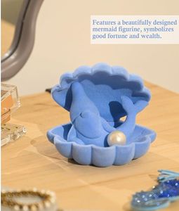 Estatua de enano de sirena azul de resina con concha y Perla, decoración del hogar, artesanía de resina, artesanías de resina - Product Image 4