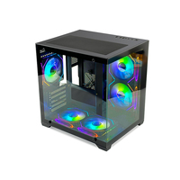 MANMU Black MicroATX CPU Desktop Gaming Case Aluminum Alloy Steel Mid Tower USB 3.0 5 Expansion Slots Side Panel Window
