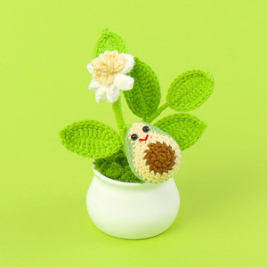 Nueva llegada delicada flor de ganchillo multicolor árbol frutal planta en <span class=keywords><strong>maceta</strong></span> con <span class=keywords><strong>maceta</strong></span> al por mayor adorno de flores de punto de lana - Product Image 3