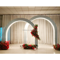 Fournitures de décoration de mariage moderne 3D multicouche ronde fond mur blanc métal Photo toile de fond décoration de scène de mariage