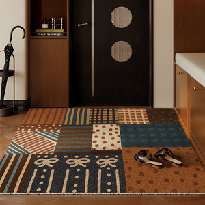 <span class=keywords><strong>Tapis</strong></span> <span class=keywords><strong>d</strong></span>'<span class=keywords><strong>entrée</strong></span> <span class=keywords><strong>vintage</strong></span> en patchwork, en PVC haute élasticité, lavable, antidérapant, pour la maison et le porche - Product Image 1