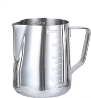 Nouvelle carafe à mousse de lait en acier inoxydable 350 ml (12 oz) avec plateau gradué pour Latte Art Barista Cappuccino Macchiato Argent