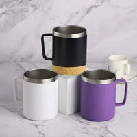 Tasse à café 8oz 12 oz, pour le Camping, avec poignée et couvercle, Double paroi, isolée sous vide, gobelet de voyage en acier inoxydable, livraison gratuite