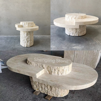 Meubles en marbre naturel de style nordique de luxe sur mesure, table basse moderne, table à thé en travertin de luxe pour salon