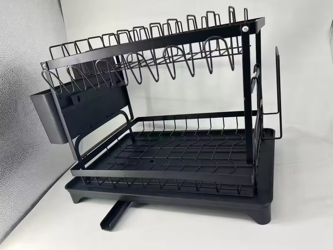 Double-layer draining rack Black
