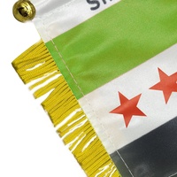 Mini-drapeau de la Syrie avec franges jaunes, ventouse pour rétroviseur de voiture, bannière à suspendre, ornement décoratif du drapeau syrien