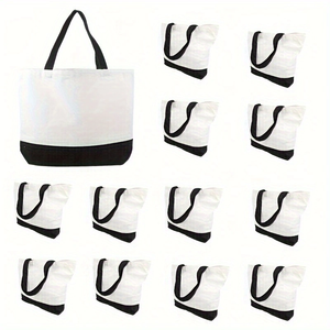 Sac fourre-tout en toile de couleur unie portable avec logo personnalisé rangement pliable avec motif d'épissage motif de lettres colorées - Product Image 6