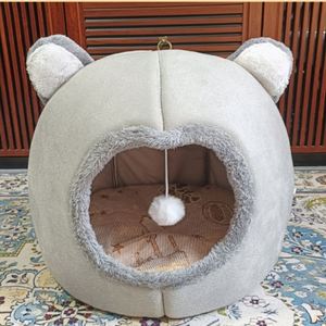 Pet Luxury Three-dimensional Ear Warming <b>Bed</b> Solid Pattern Super Soft Sponge Filling Anti-Slip All Seasons Warm Nest for Cats - Product Image 3