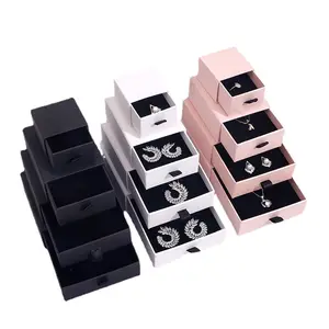 일본 핫 세일 서랍 보석 반지 귀걸이 팔찌 포장 2cm 높이 보라색 흰색 검은 사용자 정의 로고 보석 상자 스폰지