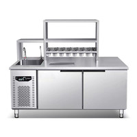 Vente en gros de produits de qualité au prix raisonnable Milk Tea Shop Sweet Shop Établi Équipement pour réfrigérateur Table en acier inoxydable Water Bar Console