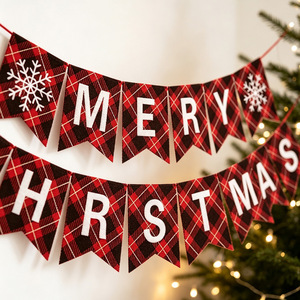 Décorations de table de Noël en nid d'abeille très populaires, ensemble de bannières et boules de pompons en papier pour fêtes de Noël - Product Image 2