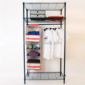 Moderne 3 Tiers Diy Metalen Kleren Kast Met Hanger