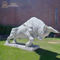 Estatua clásica de animales salvajes, escultura de toro de mármol de piedra Natural