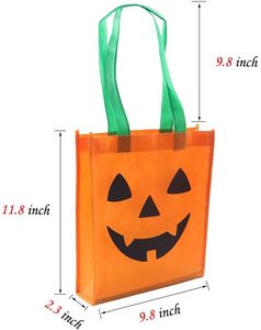 Eco Friendly <b>Lantern</b> Candy Party Toy Gift Reusable Kid's Orange Non-Woven Tote Halloween Pumpkin Bag - Product Image 2