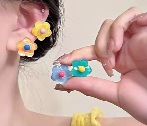 रंगीन फूल बोहो गहने महिला कान की क्लिप इयररिंग्स मीठे स्वभाव नहीं कान पार्टी गर्म लड़की के लिए छोटे ताजा प्यारा - Product Image 5