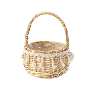 Cesta <span class=keywords><strong>de</strong></span> Mimbre para Niña <span class=keywords><strong>de</strong></span> las <span class=keywords><strong>Flores</strong></span>, Cesta Floral Tejida Natural <span class=keywords><strong>con</strong></span> Asa para Decoración <span class=keywords><strong>de</strong></span> Bodas, San Valentín, Día <span class=keywords><strong>de</strong></span> la Madre, Arreglos Florales - Product Image 5