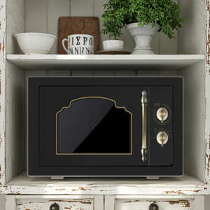 Four à <span class=keywords><strong>micro</strong></span>-ondes électrique en acier inoxydable de style rétro 21L, utilisation domestique avec fonction grill, OEM 20L, four de cuisine <span class=keywords><strong>noir</strong></span> - Product Image 1