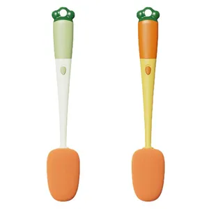 Multifunctional Household Long-Handle Cup & Bottle Cleaning Brush Carrot Shape with Sponge Brush Head Plastic Material Home Use