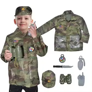 Kinder Armee Kostüm-Set Tarnuniform mit Militärzubehör Spielzeug-Set für Kinder Rollenspiel