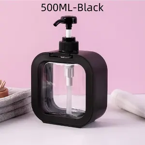Dapat diisi ulang 300ml 500ml hitam putih Pink persegi botol kosmetik cuci tangan botol plastik botol Lotion dengan Pompa