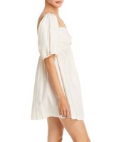 Robes élégantes personnalisées pour femmes Col carré Demi-manches bouffantes Taille haute Décontracté Dos nu Mini Robe courte smockée Babydoll