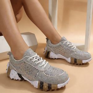 Women's Rhinestone Platform Sneakers | <strong>Sparkle</strong> Bling Casual Shoes | Fashion Chunky Sole <strong>Trainers</strong> for Party &amp; Daily Wear - Product Image 6