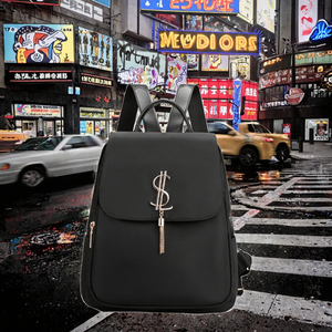 Women's Large Capacity Oxford Cloth <b>Waterproof</b> Polyester <b>Backpack</b> Trendy Korean Style PU Zipper Fashionable Student <b>School</b> - Product Image 2
