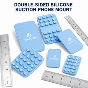 Support de téléphone à ventouse en silicone double face avec logo personnalisé, support mains libres pour miroir, fenêtre, douche, voiture, cadeau d'affaires - Product Image 1
