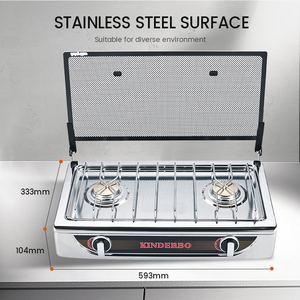 Cocina de <span class=keywords><strong>Gas</strong></span> de acero inoxidable de alta calidad, estufa de Camping de <span class=keywords><strong>2</strong></span> quemadores, encimeras de <span class=keywords><strong>Gas</strong></span> con cubierta - Product Image 6