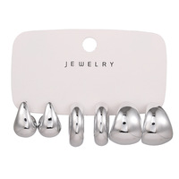 Nouveau Bijou de Mode : Ensemble de 3 Paires de Boucles d'Oreilles Créoles en Forme de C, Grandes Gouttes d'Eau, Or et Argent, pour Femme – Idéal pour Fête ou Cadeau