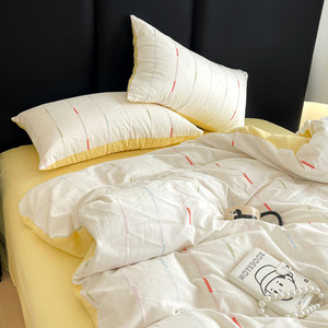 <span class=keywords><strong>Gaze</strong></span> à trois couches 100% <span class=keywords><strong>coton</strong></span> 4 ensembles <span class=keywords><strong>de</strong></span> draps en <span class=keywords><strong>coton</strong></span> jacquard lavé, taies d'<span class=keywords><strong>oreiller</strong></span> et couvre-lit, ensemble <span class=keywords><strong>de</strong></span> literie - Product Image 6