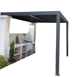 Pergola en aluminium blanc avec revêtement en poudre, rectangulaire, électrique, style classique pour terrasse - Product Image 2