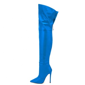 Women's Large Size 47 Bright Candy Colors Long Boots Over Knee High Back Zipper Thigh High Booties Wide Fit Stiletto Shoes - Product Image 5