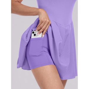 FOXA <b>Women's</b> Tennis Dress Pleated Mini With Built In Shorts Quick Dry Golf Workout Summer Casual <b>Romper</b> Short Sundress - Product Image 6